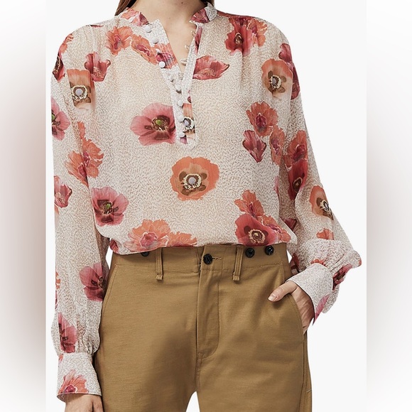 rag & bone Carla Floral Silk Blend Top XS - Picture 2 of 10